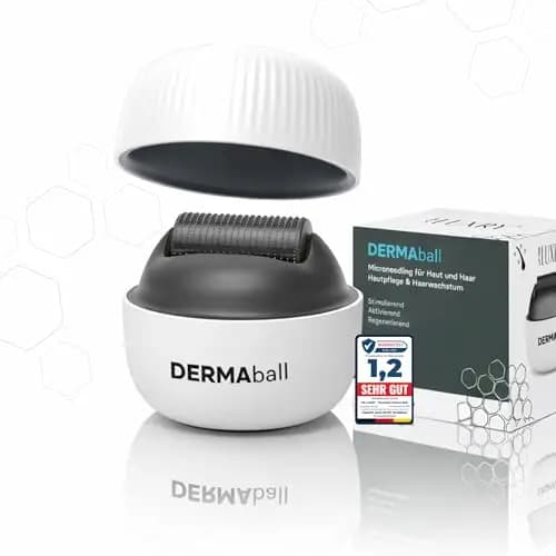 BS Luxry® Testsieger Dermaball– Professionelles Microneedling für Zuhause Hairroller mit 1200 Edelstahl-Mikronadeln – Bartroller für Bartwuchs, Haarwachstum & Gesicht – 0,5mm Needling