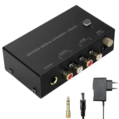 BORDEAG Phono-Vorverstärker mit RCA-Anschluss und Pegelregler