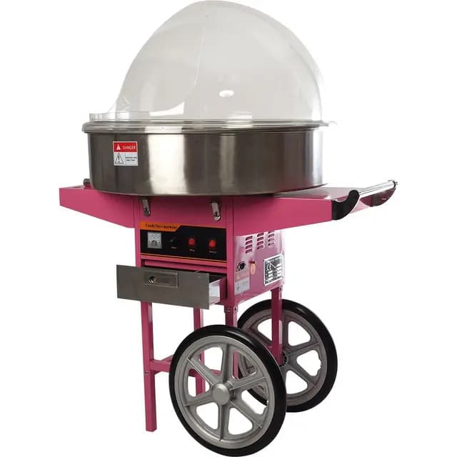 Zuckerwattemaschine 52 cm mit Wagen und Haube für Privat und Profi