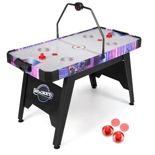 COSTWAY Airhockey Tisch mit LED-Digitalanzeige, Air Hockey Spieltisch elektrisch mit 12V Motor, Tischhockey inkl. 2 Schläger & 2 Pucks, Lufthockey Speedhockey für Zuhause, Spielzimmer & Büro