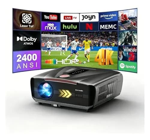 4K Tageslicht Beamer [Netflix] 2400 ANSI-Lumen, HDR10+, Ultra HD, HDMI eARC, Smart-Beamer für Heimkino mit AI-PQ, WLAN 6/ Bluetooth 5.4, ToF-Autofokus, DD+, 64 GB, MEMC, LED-Gaming Projektor