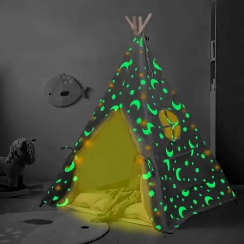 Tipi Zelt für Kinder, Tragbares Tipi Spielzelt,Drinnen Tipi Kinderzelt