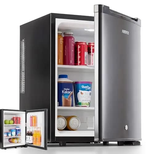 Arebos Mini Kühlschrank 40L | leise Minibar & Getränkekühlschrank | abschließbar mit LED & Temperaturregelung | kompakter Bürokühlschrank ohne Gefrierfach | Schwarz