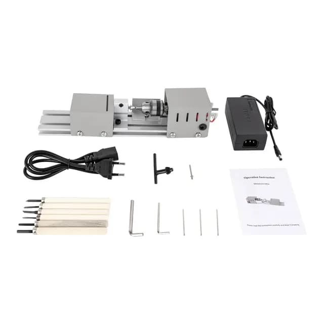 Mini Drehmaschine 100W Drechselbank für Holz, DIY Perlen Polierer Maschine Präzise Drehbank Holzdrehmaschine Die Produkte sind CE, EMC, LVD und MD-geprüft.