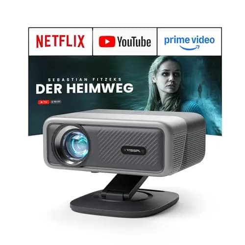Smart Beamer 4K【Netflix-Fähig & Dolby Audio】VISSPL 3500 ANSI Video Projektor,Autofokus&Trapezkorrektur,1080P Full HD WiFi6 Bluetooth Heimkino/Outdoor Beamer mit 360°-Halter für Handy【Upgrade Version 】