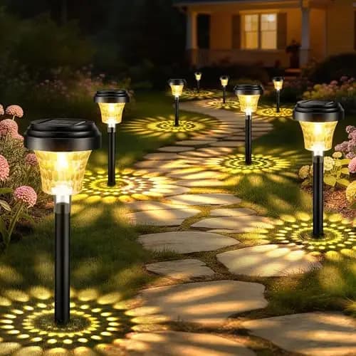 Solarlampen für Außen Garten 8 Stück, Solarleuchten Garten mit Warmes Licht & 7 RGB Farbwechsel, IP65 Wasserdicht Auto Ein/Aus LED Gartenleuchten Solar Wegeleuchten für Außen Gartendeko