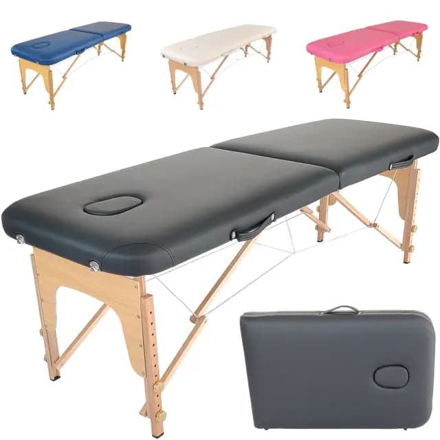 Beltom® Mobile Massagetisch Massageliege 2 zonen Basic 185 x 60 cm. - Licht 11,6 kg - massagebed massageleuning Massagebank 2 Zones klappbar Kosmetikliege - Schwarz