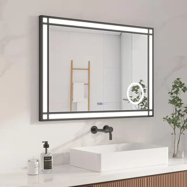 AQUABATOS LED Badspiegel mit Uhr