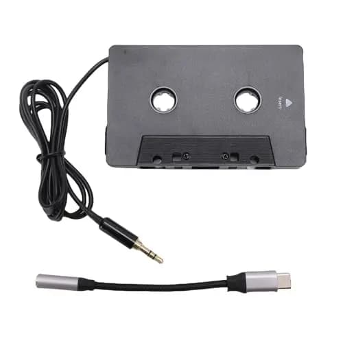 Sxhlseller Auto-Kassetten-zu-AUX-Adapter mit Typ-C-auf-3,5-mm-Kabel, Stereo-Audio-Tape-Adapter-Konverter für Auto-Kassettenspieler, 24 Karat Vergoldetes 3, Fuß Langes Nylonkabel für