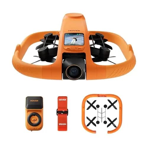 HOVERAir AQUA Flugkamera, IP67 wasserdichte Follow-Me-Drohne mit Kamera für Wassersport, 34mph, 10+ Flugmodi, 4K 100fps Zeitlupe, HDR-Video, SmoothCapture 3.0 (Standardpaket)