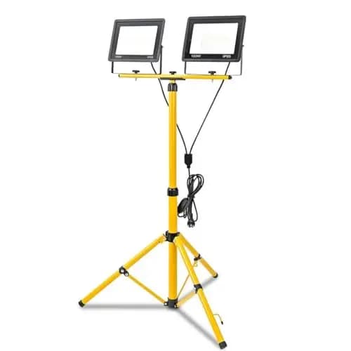 200W Led Baustrahler, 20000LM Superhelle Arbeitsleuchte mit Verstellbarer Stativ und 3m Kabel EU Stecker, Arbeitsscheinwerfer Wasserdicht IP66 für Garage Werkstatt Baustelle, Kaltweiß (200, Watt)