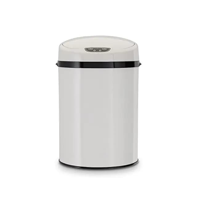 Echtwerk Büro-/Bad-/Kosmetikabfalleimer, Mülleimer mit Sensor, Touchless Abfalleimer, elektrischer Müllbehälter, Infrarot Bewegungssensor, Korpus aus Edelstahl, Fassungsvermögen 9 Liter, INOX WHITE