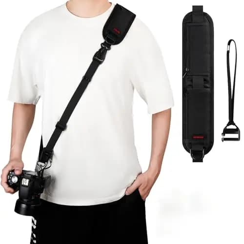 Kamera Schultergurt, Kameragurt Schnellverschluss mit Schrauben und 2 Tasche, Verstellbarer Kamera Gurt Camera Strap für Canon Nikon Sony Fujifilm Olympus DSLR