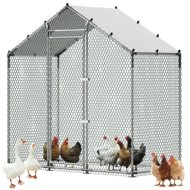 VEVOR Hühnerstall, 2 x 1 x 2 m, begehbarer Hühnerauslauf mit wasserdichter Abdeckung & stabilem Rahmen, Geflügelkäfig mit Spitzdach, Geflügelstall für Kaninchen, Hühner, Gänse