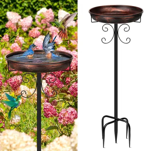 Mngren Metall-Vogeltränke freistehend Antike Bronze