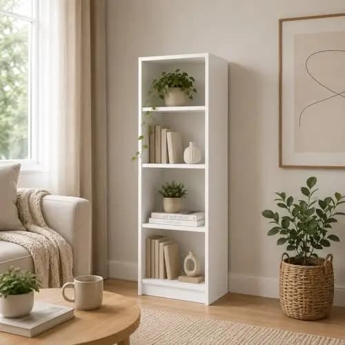 Bücherregal, 50x31x148 cm, 4-Tier Bücherschrank aus 16 mm starker Platte, Modernes offenes Standregal, Aufbewahrungsregale und Präsentationsregale für Wohnzimmer, Home Office, Schlafzimmer