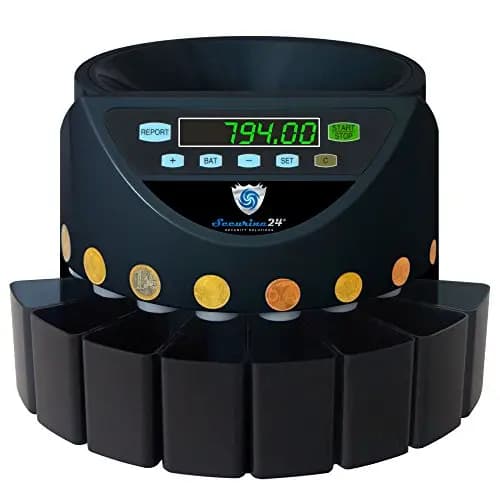 Securina24 Automatischer Euro Münzzähler & -sortierer Geldzählmaschine SR1200 Geldzähler Münzzählautomat (Schwarz - Blacklabel - BBB)