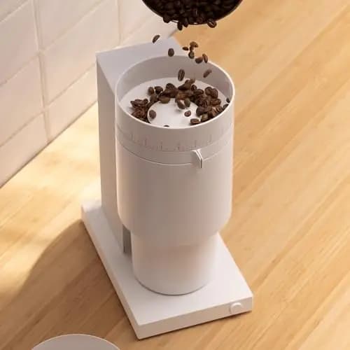 Kaffeemühle Opus mit konischem Mahlgrat von Fellow - Allzweck-Kaffeemühle, elektrisch - Espresso-Mühle mit 41 Einstellungen für Espresso, Drip, French Press und Cold Brew - Mattweiß