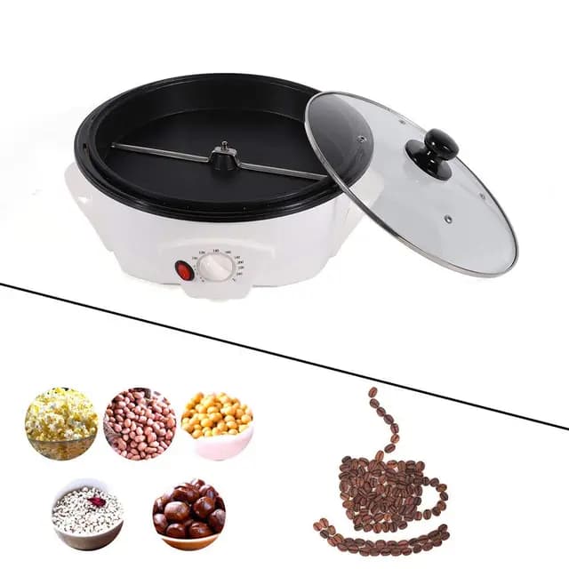 Kaffeeröster Kaffeebohnen Bratmaschine 1200W, Haushalt Edelstahl elektrischer Rotations-Kaffeeröster Hausmacher Backmaschine 1500G