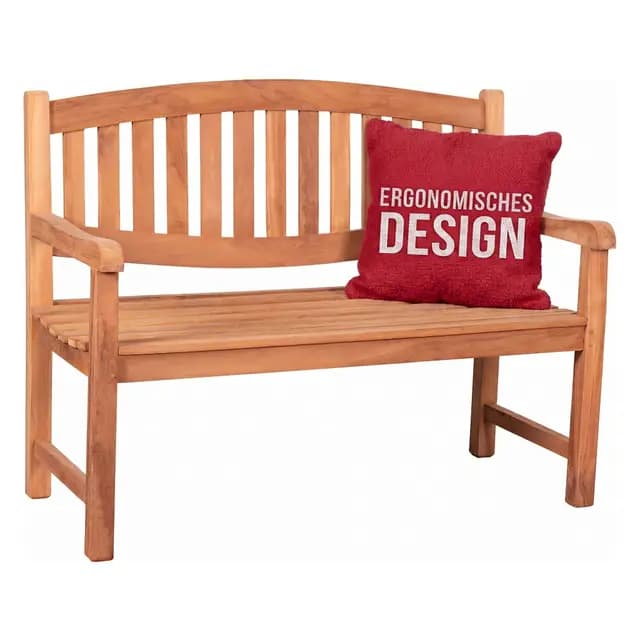 MR. DEKO® Gartenbank Bradford Teakholz | Holzbank mit Lehne | Friesenbank für draußen | 2-Sitzer 120x57x94 cm | Sitzbank Teak massiv & wetterfest für Garten Balkon Terrasse | Parkbank zum Relaxen