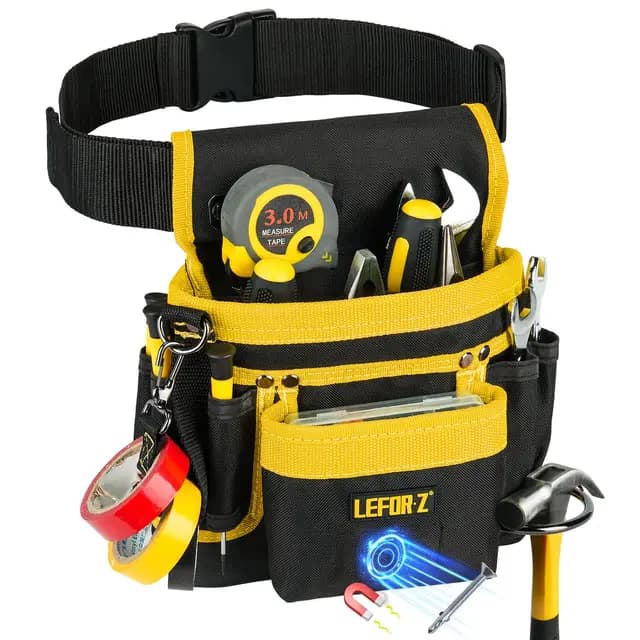 Werkzeuggürtel,Magnetische Werkzeugtasche mit 14 Taschen,Werkzeuggürtel Herren,Abnehmbare und Verstellbare Werkzeugtasche Gürtel für Elektriker,Tischler,Bauarbeiter,Schwarz Gelb
