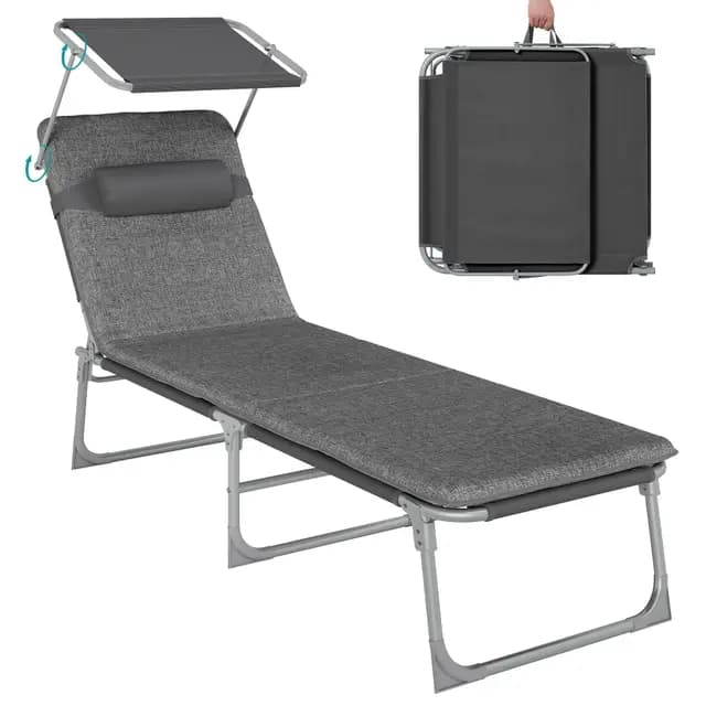SONGMICS GCB19U Sonnenliege klappbar mit Kissen dunkelgrau – Bild 1