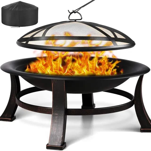 TLGREEN Φ76cm Feuerkorb mit Grillrost