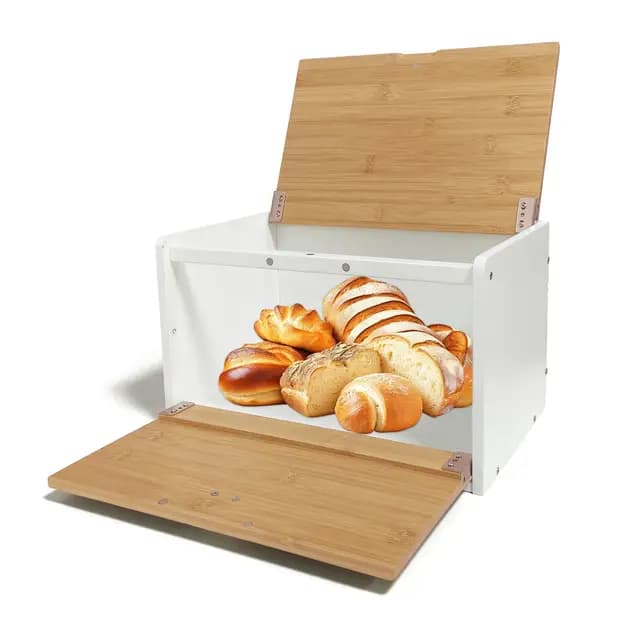MinBoo Bambus-Brotkasten mit Magnetverschluss Natur/Weiß