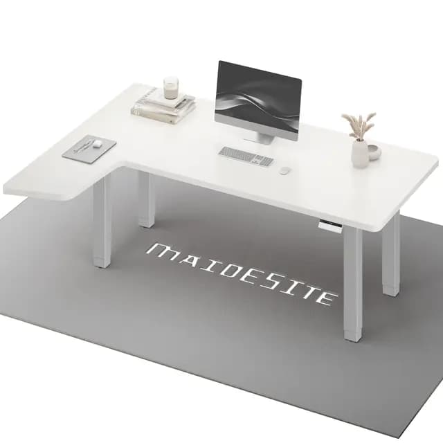 MAIDeSITe Höhenverstellbarer Elektrisch Schreibtisch L Form,180x120cm Eckschreibtisch mit Dual Motor 4 stabilen Beinen, 160kg Tragkraft, USB-C-Anschluss Piano Steuerungssystem für Home Office -Canvas