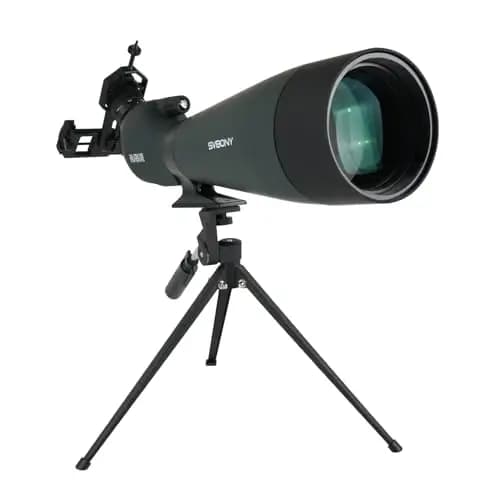 Svbony SV28 25-75x100mm Spektiv mit Stativ, Großes Sichtfeld, Helle und Klare Bilder, HD BAK4 Porro Prisma FMC, Spektive mit Handy Adapter Tragetasche für Vogelbeobachtung, Scheibenschießen,Wildtiere