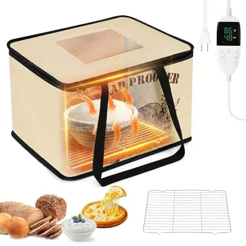 32L Heizung Gärbox Sauerteig mit NTC Sensor und Abkühlgitter,Faltbare Gärautomat mit 10–55 °C Temperatur & 48-Stunden-Timer,Gärschrank für Zuhause, Brot, PizzaJoghurt, Reiswein,Zubehör