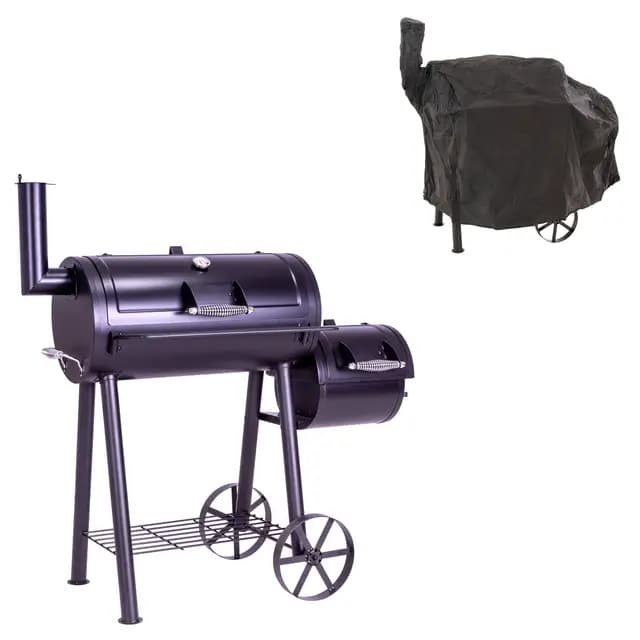 Nexos Trading BBQ Smoker Grillwagen 2 Kammern Holzkohle