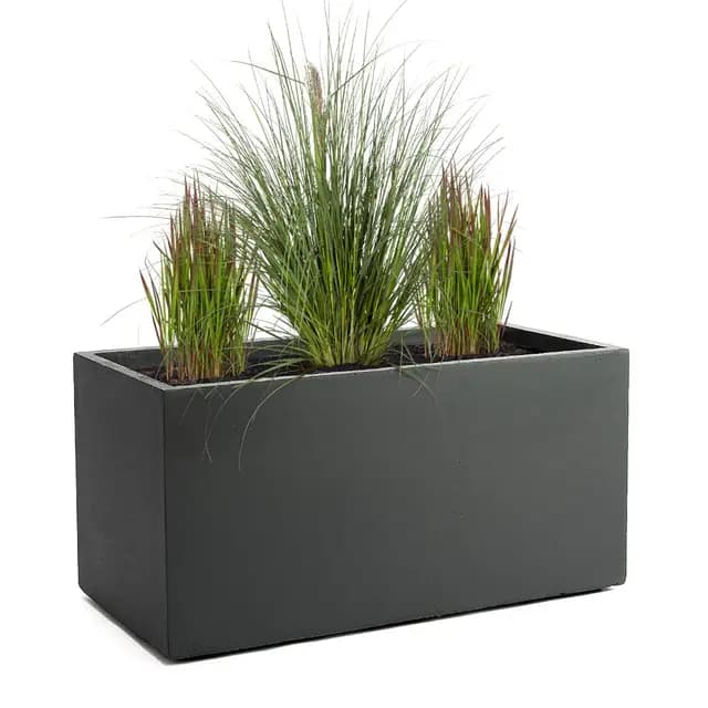 Pflanzwerk® Pflanzkübel TUB Anthrazit 30x60x30cm XXL – Rechteckig – Großer Fiberglas Blumenkübel für außen und innen - Frostbeständig - UV-Schutz - Markenqualität