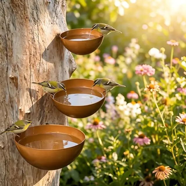 yeeplo Vogeltränke Gartenstecker Naturrost Metall & Keramik 60 cm