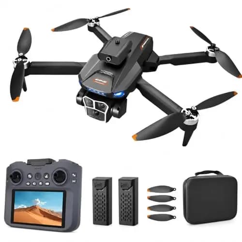 GPS Drohne mit Kamera 1080P Full HD, Faltbare Mini RC Quadrocopter mit Bildschirm-Fernbedienung, Auto Return, Headless Mode, 6-Achsen-Gyro, Anfänger Drohne ab 14 Jahren (Schwarz, Akkus: 2 St.)