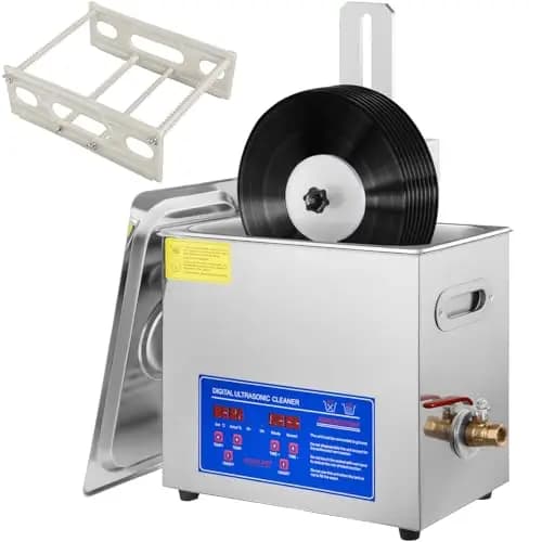 VEVOR Ultraschallreiniger 395 x 25 x 325 mm Ultraschallreiniger für Vinyl 6 L Vinyl Ultraschallreinigungsmaschine 8 Scheiben 180W Schallplatten-Reiniger, Wäscheständer für Zuhause
