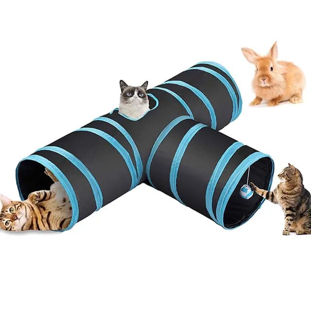 Katzentunnel-Spielzeug, Kaninchentunnel, Kaninchen-Spielzeug, Kätzchen-Tunnel, 3-Wege-Katzen-Pop-Up-Tunnel, Hamster, kleine Hunde mit Katzentunnel-Tasche