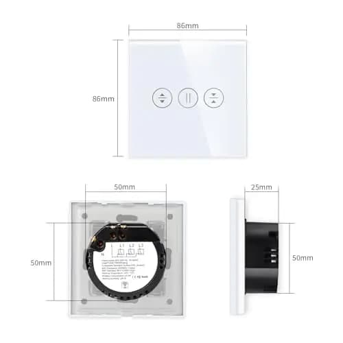 LIAONFOY WIFI Touch Rolladenschalter Wlan Jalousieschalter Sensor Glas Touchscreen Weiß Smartphone Steuerung mit Alexa Tuya Google home 90-250V 2.4GHz Neutrale Linie erforderlich