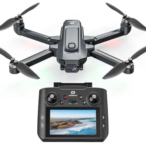DEERC GPS Drohne mit 4K Kamera, 4,5" FPV Bildschirm, 5GHz HD Übertragung, Bürstenloser Motor, 40 Min, Automatische Rückkehr, Follow Me, Optischer Fluss, für Einsteiger/Erwachsene/Jugendliche