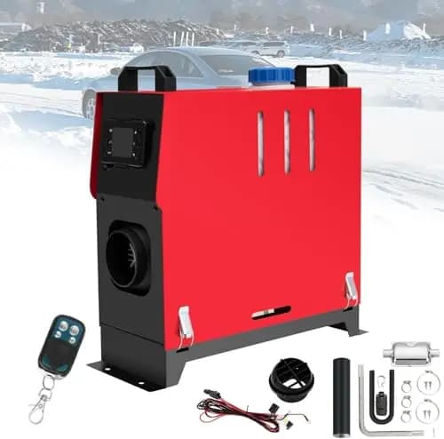 8KW Diesel Lufterhitzer, 12V Standhezung Diesel, Luft Dieselheizung, Air Diesel Heizung mit Schalldämpfer&LCD Schalter, Standheizung für Auto RV Boote LKW Wohnmobil Bus (Type1 Rot)