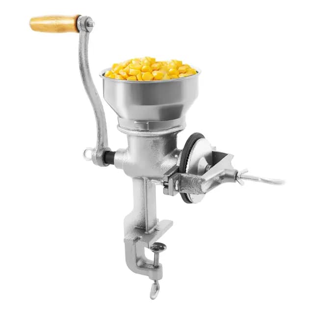 Getreidemühle Manuelle 0.5kg Fassungsvermögen, Flockenquetsche mit C-förmigen Klemme, Mahlgrad Einstellbar für Kaffee, Nüsse, Mais, Gewürze