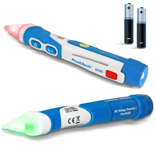 PeakTech P 1032 AC Spannungsprüfer berührungslos [+LED Signal Lampe & Vibration] 12-1000 V AC Betriebsbereich, Leitungssuchgerät, Leitungssucher, Phasenprüfer Stromprüfer, Leitungsfinder 160x28mm