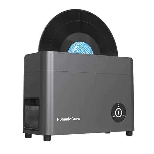 HumminGuru Ultraschall-Schallplattenreiniger – 40-kHz-Ultraschall-Schallplatten-Reinigungsgerät mit automatischer Trocknung, schallplatten reinigungsset mit wasserfilter (Dunkelgrau, 12 Zoll)