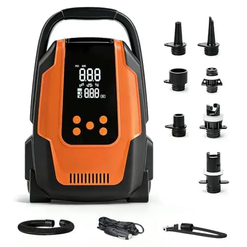 SUP Pumpe Elektrisch, 50PSI 3in1 Elektrische SUP Luftpumpe 12V DC Autoanschluss mit Inflation Auto-Off/Ausgasungsfunktion/LED, für Paddel/Kajaks/Autoreifen/Boote/Zelt Usw