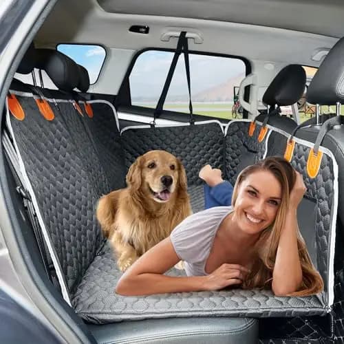 ANOSOSPECIAL Hundedecke Auto Rückbank mit Harter Unterseite, Autoschondecke Hund Rücksitz Wasserdicht Kratzfest rutschfest, Hundesitzbezug Verbreitert(Schwarz)
