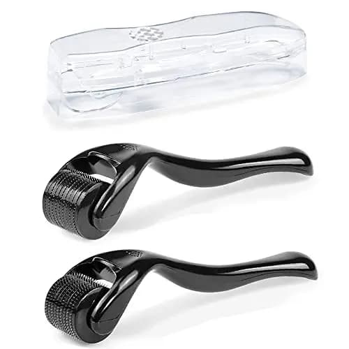 2 Stück Derma-roller 0,5mm mit 1,0 mm,Bartroller Microneedling Roller mit 540 Nadeln Micronadeln, Derma-Roller für Mann & Frau Haarpflege Gesicht und Körper