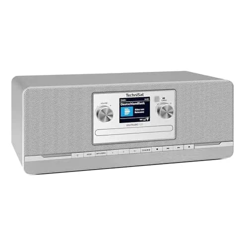 TechniSat DIGITRADIO 320 – Stereo Digitalradio (Kompaktanlage mit DAB+ & UKW, CD-Player, Bluetooth, USB, 2×5W RMS, TFT-Farbdisplay, Favoritenspeicher, Wecker, Sleeptimer, Fernbedienung) Silber