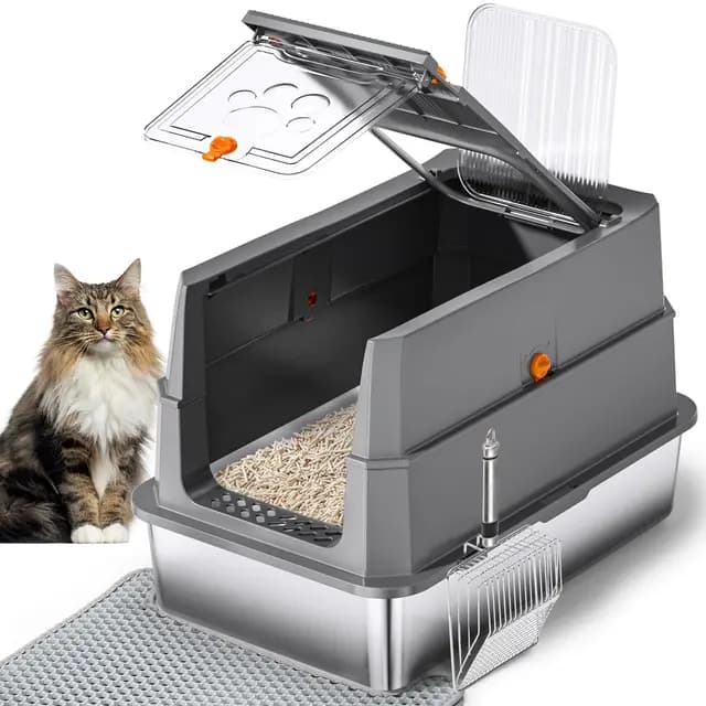 JAKY-Global Edelstahl Katzentoilette XL