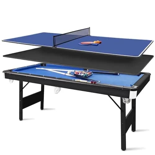 HLC Billardtisch Klappbar, Pool Billardtisch, Snooker, Multifunktionstisch Spieltisch mit Zubehör, Geeignet für Zuhause.