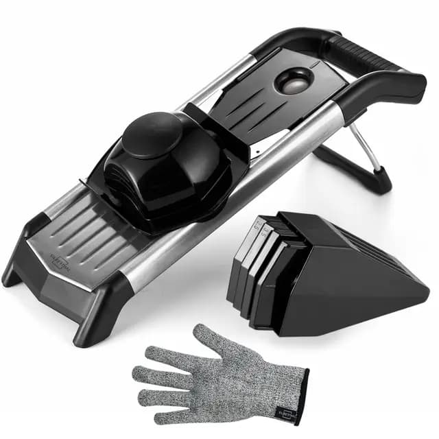 SILBERTHAL Gemüsehobel Mandoline - V-Hobel mit Einsätzen - Scharfe Klinge - Platzsparend verstauen